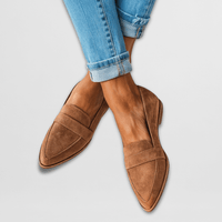 Helen | Orthopädische weiche Wildleder Slipper – Khaki