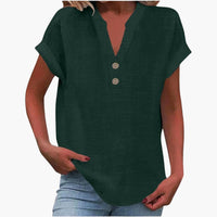 Damen Bluse mit V-Ausschnitt und kurzen Ärmeln für Frühling – Grün
