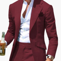 Herren Zweiteiler Anzug mit Slim Fit für alle Jahreszeiten – Kastanienbraun
