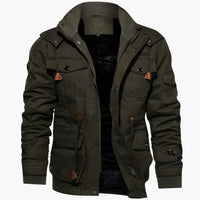 Multi-Pocket Militärjacke für Herren – Grün