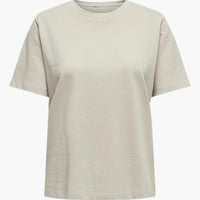 Damen T-Shirt mit Rundhals und kurzen Ärmeln aus Leichtstoff – Beige