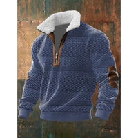 Ibrahima – Fleece Rollkragen Pullover Mit Reißverschluss – Blau