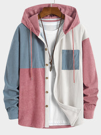 Elonzo – Colorblock Kapuzenpullover Aus Cord – Rosa