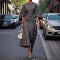 Lauriane - Stilvolles Damenkleid mit Laternenärmeln – Grau