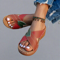 Nina | Handgefertigte Keilsandalen aus hochwertigen Materialien – Rot