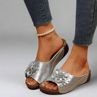 Venlind | Elegante Keil-Sandalen für den Sommer – Silber