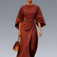 Venlind | Elegantes Kleid mit Gürtel – Braun