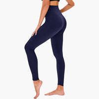 Damen Leggings mit Leopardenmuster und hohem Bund aus Stretchmaterial – Marine