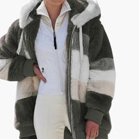 Damen jacke mit Kapuze und Reißverschluss – Oliv