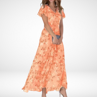 Halina | Elegantes Kleid, das den Bauch bedeckt – Orange
