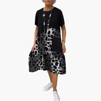 Sommerkleid Damen - Lockeres Freizeitkleid mit Musterprint – Schwarz