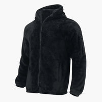Herren Teddy jacke mit Reißverschluss und langen Ärmeln – Schwarz