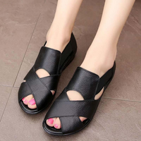 Jeralyn - Zeitlose Komfort-Ledersandalen – Schwarz