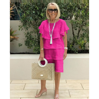 Yvonne – verführerisches Kleid mit übereinanderliegenden Volants – Rosa