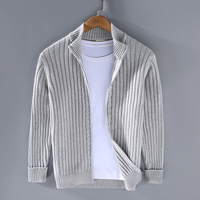 Herren Strickjacke Mit Reißverschluss | Geripptes Design Für Alltag – Grau