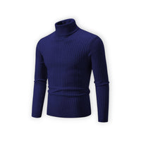 Klassischer Rollkragenpullover für Herren mit Rippstruktur – Dunkelblau