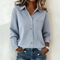 Ella | Elegantes Shirt Damen Streifen – Blau