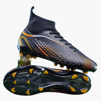 Herren-Fußball schuhe mit Schnürverschluss und Knöchelkragen – Schwarz (Spike)