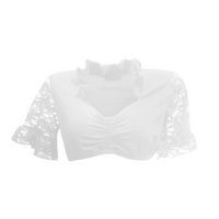 Sophia – Elegante Oktoberfest Bluse mit V Ausschnitt und kurzen Ärmeln – Weiß