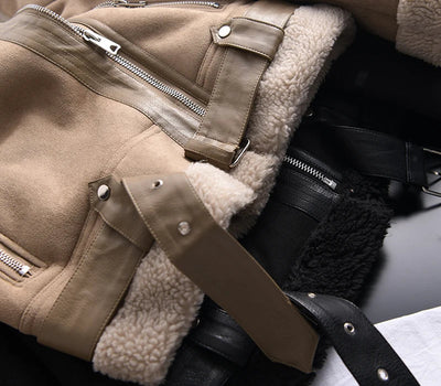 Geneviev | Bequemer Damen-Wintermantel aus Wildleder mit verstellbarem Gürtel und Fleece-Futter