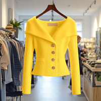 Kamilla - Schick Schließen Sie Strickjacke – Gelb