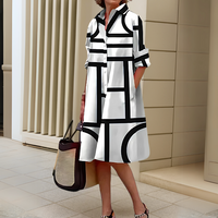 Helena™ | Elegantes Kleid mit geometrischem Muster – Schwarz