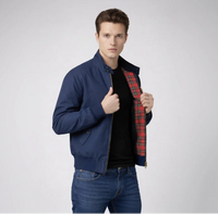 Blouson Jacke für Herren mit Stehkragen und kariertem Innenfutter – Marine