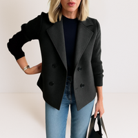 Martine™ -  Elegante Jacke mit Gestrickten Ärmeln – Schwarz