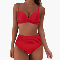 Bikini-Set für Damen - mit High Waist und verstellbaren Trägern – Rot