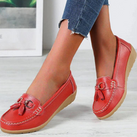 Damen Quaste Slip Auf Halbschuhe | Lässig – Rot