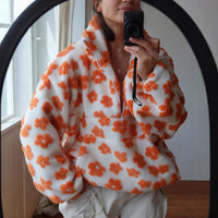 Daisy | Fleece Varm Bloom – Orange-Weiß