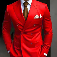 Herren Zweireihig Formell Hochzeitsgast Anzug Set | Zweiteiliges Set – Rot