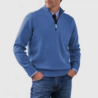 Herrenpullover mit halbem Reißverschluss – Blau