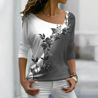 Octavia - Florales kontrastfarbiges Art Shirt – Schwarz