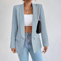 Damen-Blazer mit Langarmkonstruktion | sachliche Linienstruktur – Hellblau