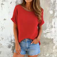 Diana™ | Schicke Bluse mit Rundhalsausschnitt – Rot