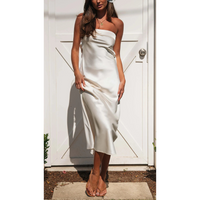 Damen Trägerloses Elegantes Kleid | Maxi – Silber
