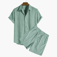 Zweiteiliges Cord-Set mit Kurzarmhemd - Herren Outfit – Grün