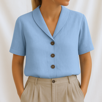 Marie™ | Elegante schlichte Bluse – Blau