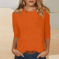 Katherina - Bequemes Rundhals-Shirt – Orange