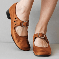 Damen Vintage Sandalen | Niedriger Absatz – Braun