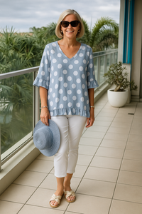 Nel™ | Elegante Polka-Dot-Bluse – Blau