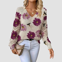 Martina™ | Eleganter Pullover mit Blumenmuster – Violett