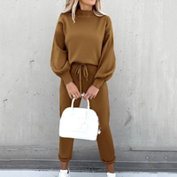 Damen Zweiteiler Set | Freizeitanzug mit Pullover und Hose – Braun