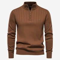 Rico | Muscle Fit Lässig gerippter Pullover – Braun