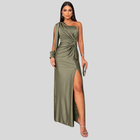 Ilse | Glamouröses Drapé-Kleid – Olivgrün