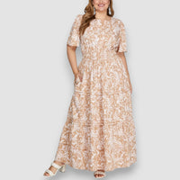 Nora |  Maxikleid mit Seitentaschen – Orange