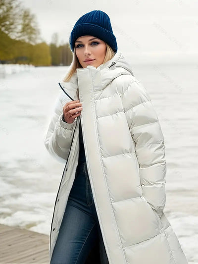 Clithera | Einfarbiger Puffermantel mit Reißverschluss und Kapuze für Damen