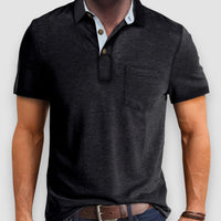 Riven | Button Up Polo Shirt – Schwarz