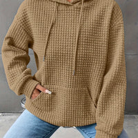 Léana™ | Texturiertes Kapuzen-Sweatshirt mit langen Ärmeln – Khaki